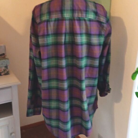 Lands' End Multicolor Plaid Shirt .Outdoor, Beachy. Normcore - Picture 6 of 11